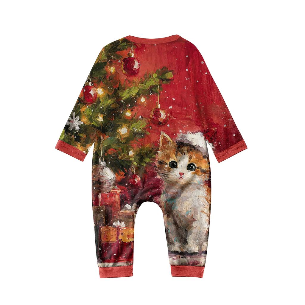 Family Casual Comfortable Long Sleeved Long Pants Christmas Printed Parent-child Set