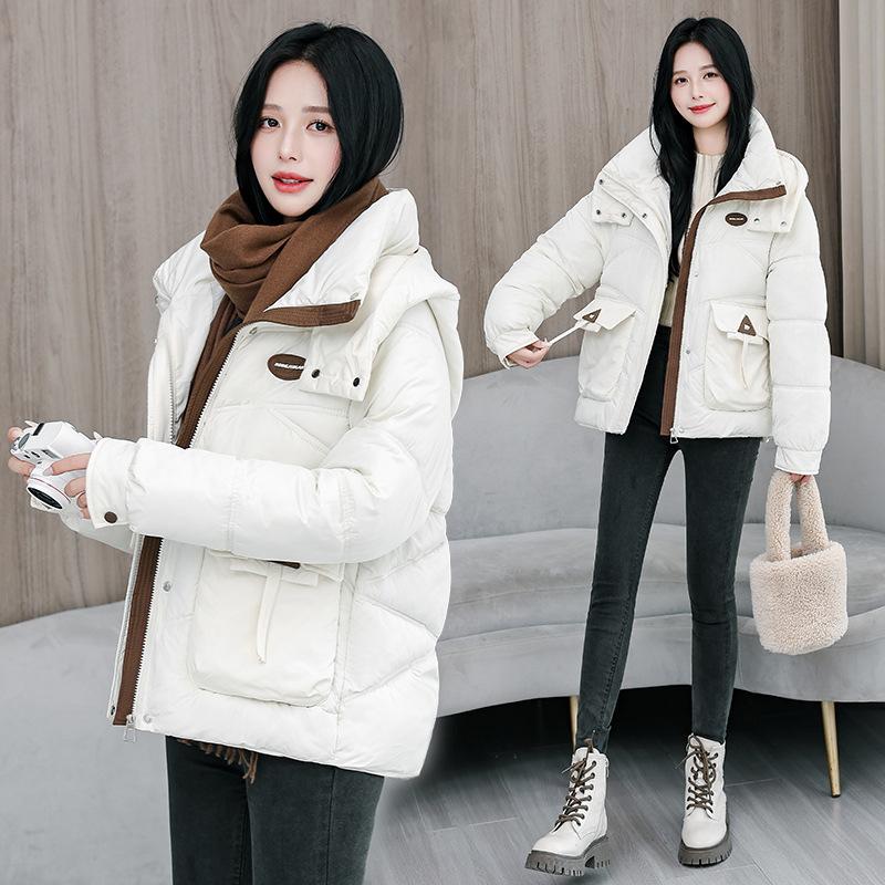 2025 Fall/Winter New Down Cotton Jacket Korean Loose and Thickened Hooded Bread Jacket Versatile Jacket