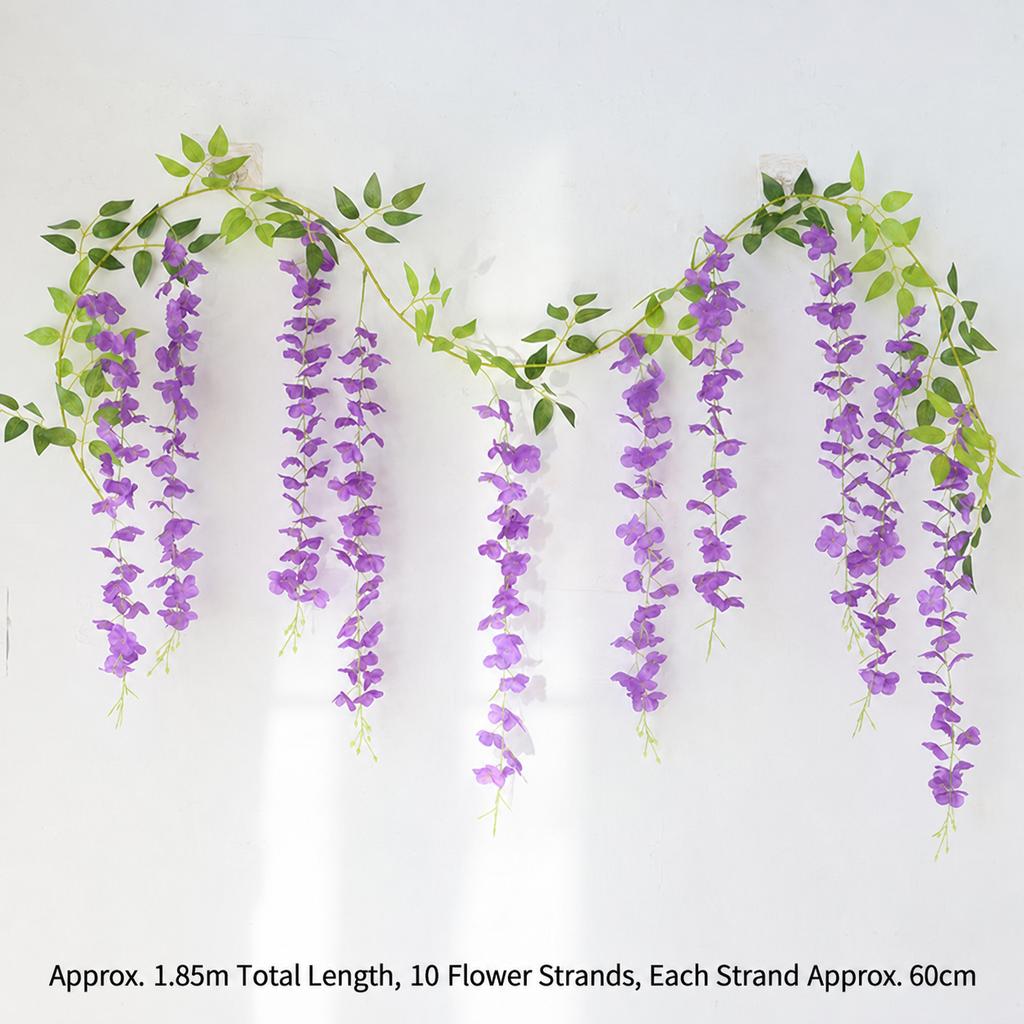 Faux Violet Blossom Trails Vintage Ceiling Backdrop Drooping Lavender Tendril Simple Synthetic Bush Twig Gorgeous Party Wreath
