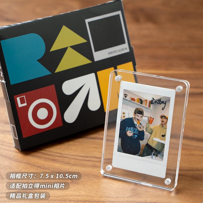 Magnetic Clear Acrylic Display Frame for Instax Polaroid Photos, Kpop Mini Desktop Stand Holder for 3 Inch Small Cards