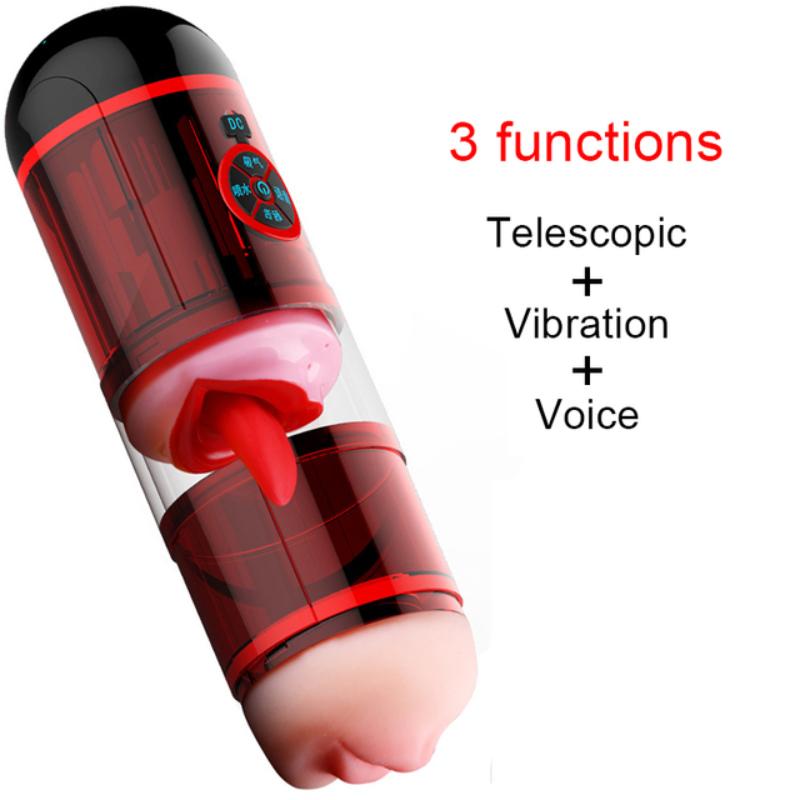 Sex Male Masturbator Deep Throat Penis Suck Massage Realistic Voice Vagina Licking Tongue Vibrator Masturbation Cup