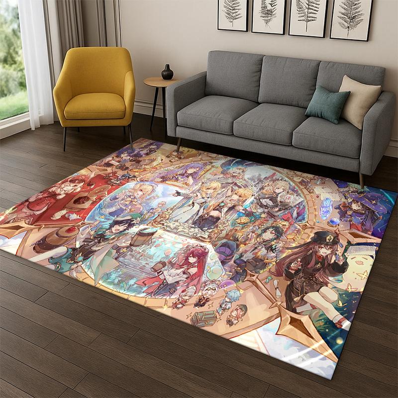 

New Genshin Impact Cartoon Game Carpet Rug for Bedroom Living Room Sofa Playroom Doormat Home Decor,Kid Area Rug Non-slip gift 40x60cm
