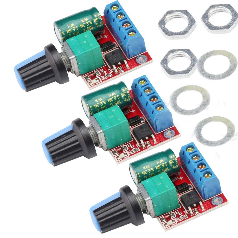 VKLSVAN 3pcs PWM Speed Controller 5A Mini Motor DC 5V-35V Speed Controller Switch LED Dimmer