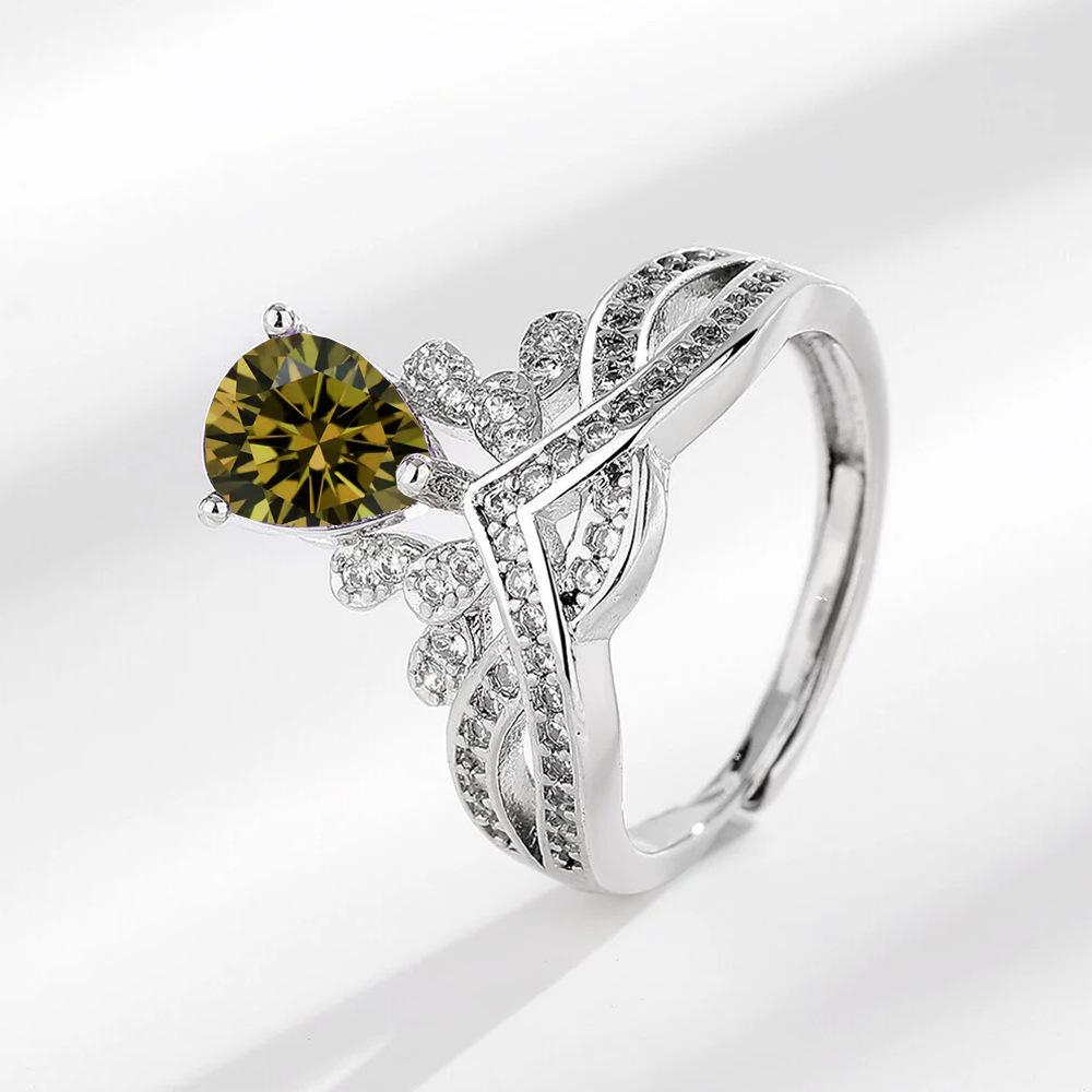 2026 Fashion Jewelry Full Diamond Premium Crown Women's Ring Temperament Set Light Luxury Ring Women