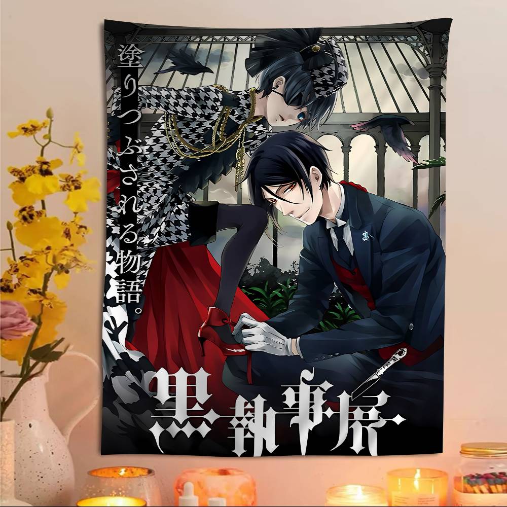 BBlack BButler Japanese Printed Large Wall Tapestry Hanging Tarot Hippie Wall Rugs Dorm Art Home Decor