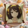 Anime H-Haruhi S-Suzumiya Cushion Cover Natural Linen Organic Fabric Double-Sided Printing Sofa Home Decor Gift Pillow Cover