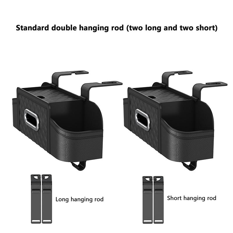 Multifunctional Car Seat Back Leather Tissue Storage Box Phone And Tablet Stand Place Water Cup Portability Trash Hook Bag
