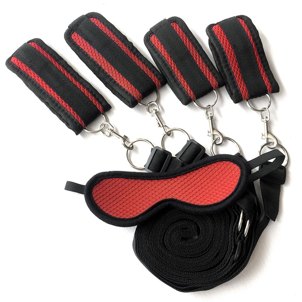 Sex Toys For Couples BDSM Bondage Set Under Bed Restraint Strap Handcuffs & Ankle Cuffs & Eye Mask Adults Games Erotic
