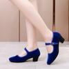 Scarpe con Tacco Alto da Donna Autunno Primavera Décolleté Piattaforma Scarpe in Tessuto Vecchio Stile di Pechino Casual Zapatos Cinturino con Fibbia Calzature Solide da Lavoro