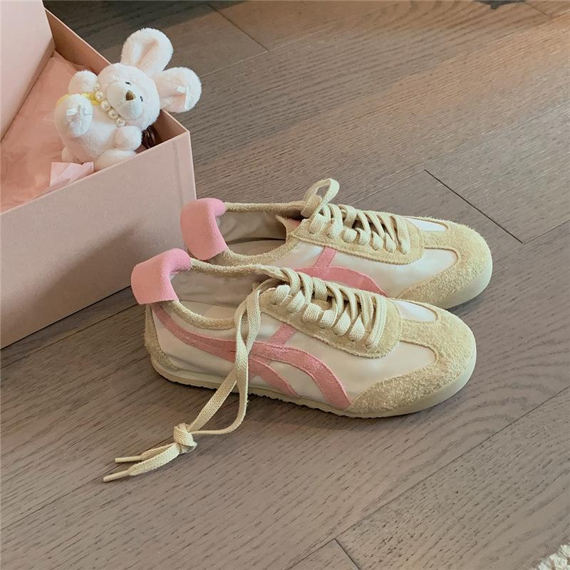 

Виноградная мать тот же стиль ретро модная цветовая гамма шнуровка повседневный стиль универсальные моральные тренировочные туфли женские спортивные маленькие белые туфли 40