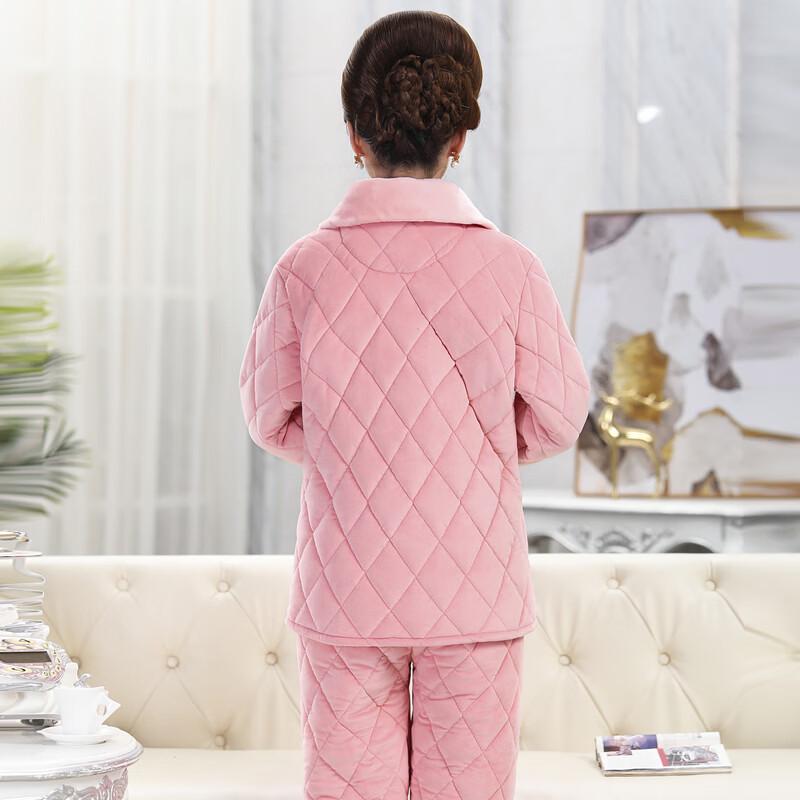Langsha Women's Coral Fleece Quilted Pajama Set