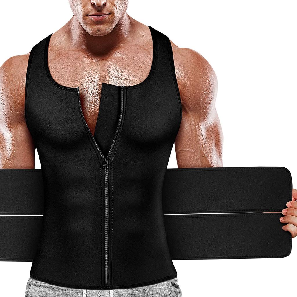 Herren-Taillentrainer, Schweißweste, heißer Neopren-Saunaanzug zur Gewichtsreduktion, Body Shaper, Schlankheitsunterwäsche, Kompressionsshirt, Workout-Tanktops, Shapewear
