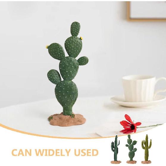 Luxshiny 3pcs Green Simulated Cactus Artificial Sand Decor Faux Succulent Decor Fake Cacti Plants Figurine Table Ornament Centerpieces for Home