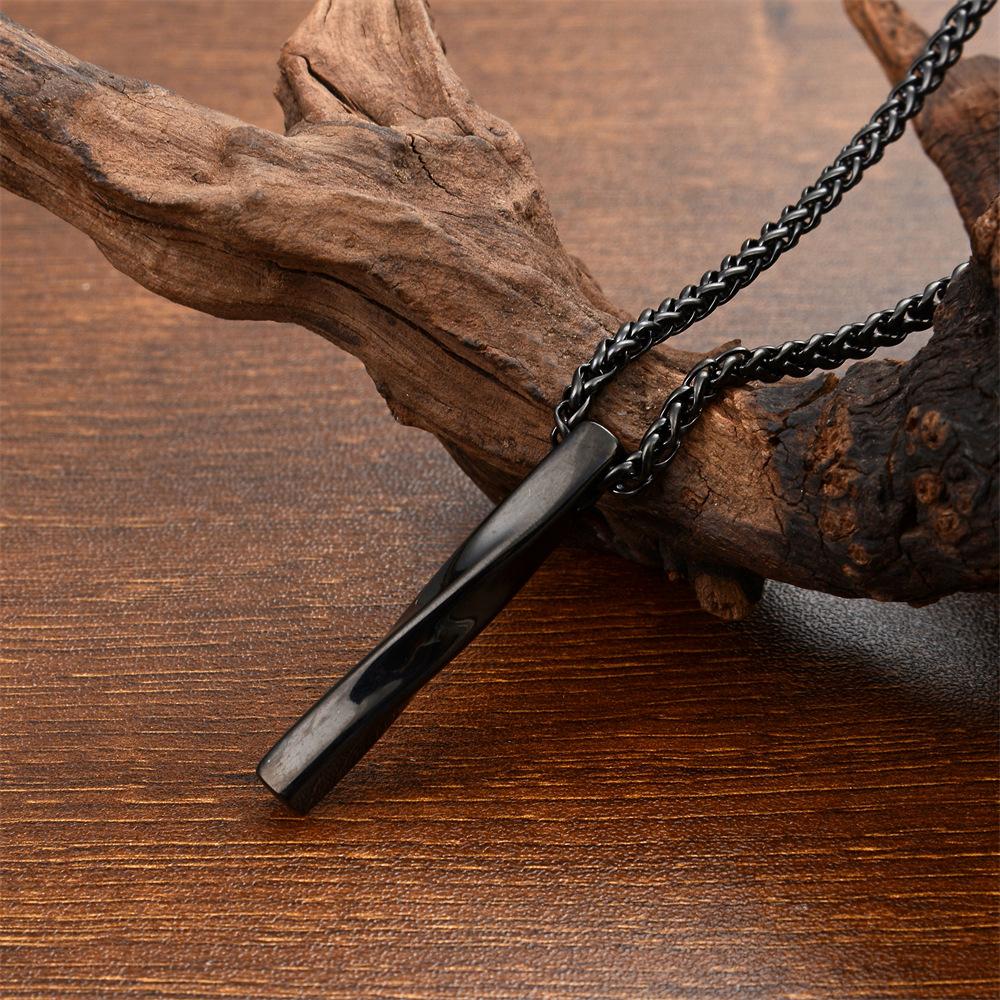 Accessories, Simple Stainless Steel Cylindrical Twisted Pendant Men, Titanium Steel Men's Necklace