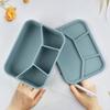 Temperaturbeständige Silikon-Lunchbox Auslaufsicher 4 Fächer Essensbox Tragbar Verdickt Lebensmittelaufbewahrungsbox Büro