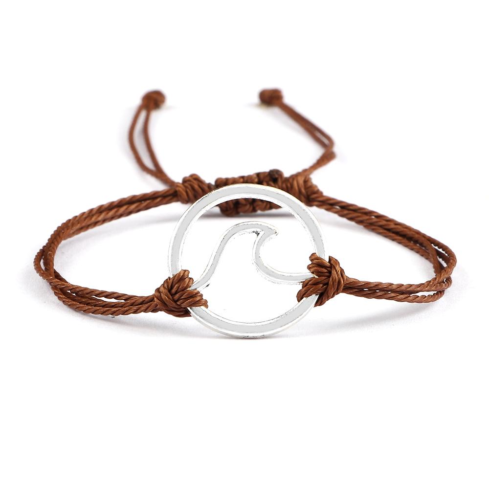 Bohemian Wax Rope Braied Bracelet for Women Men Charm Waves Adjustable Bangles Lucky String Bracelets Friends Gift Wrist Jewelry