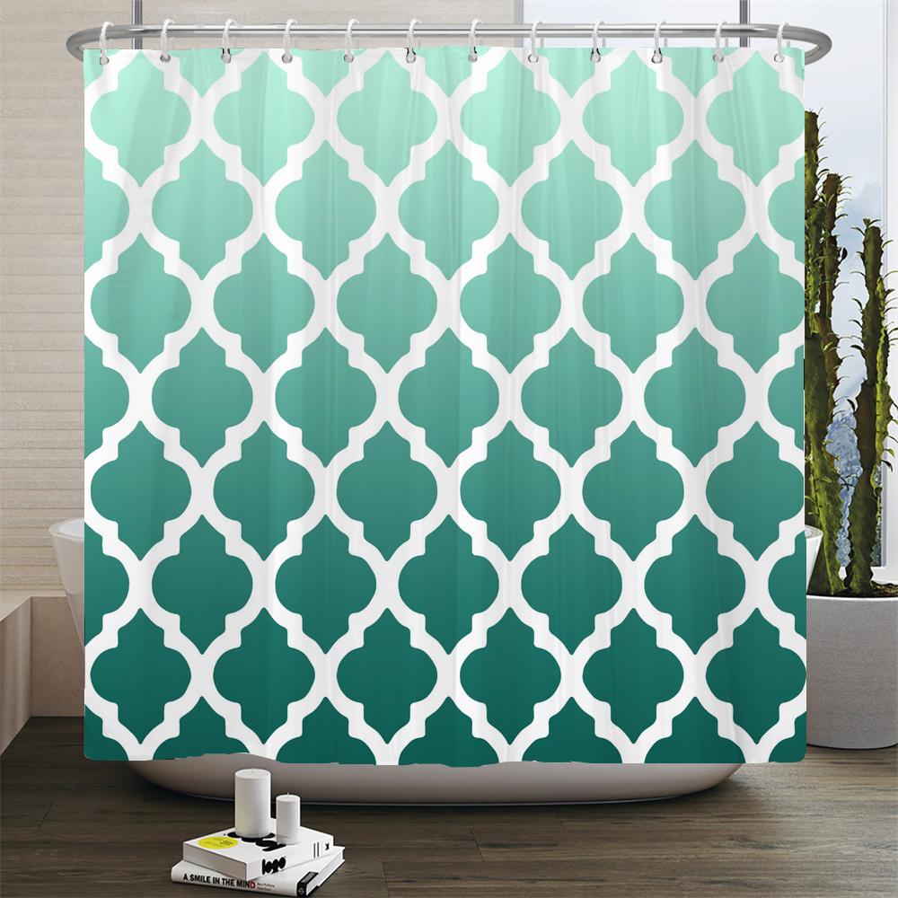 Geometrisches Muster Druck Duschvorhang Badezimmer 3D Wasserdicht Stoff Duschvorhänge Groß 180X200cm Für Badezimmer Vorhang