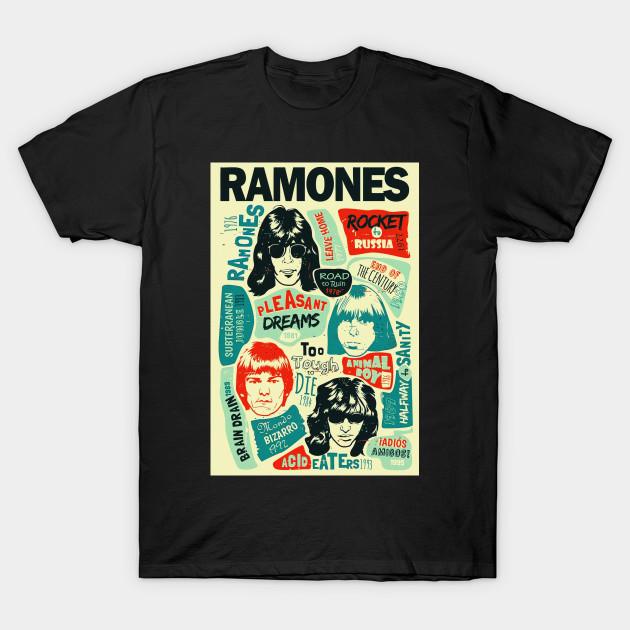

Men Black Print T-shirt Ramones 1976 No-Cut Transfer Paper Print Cotton Tshirt M