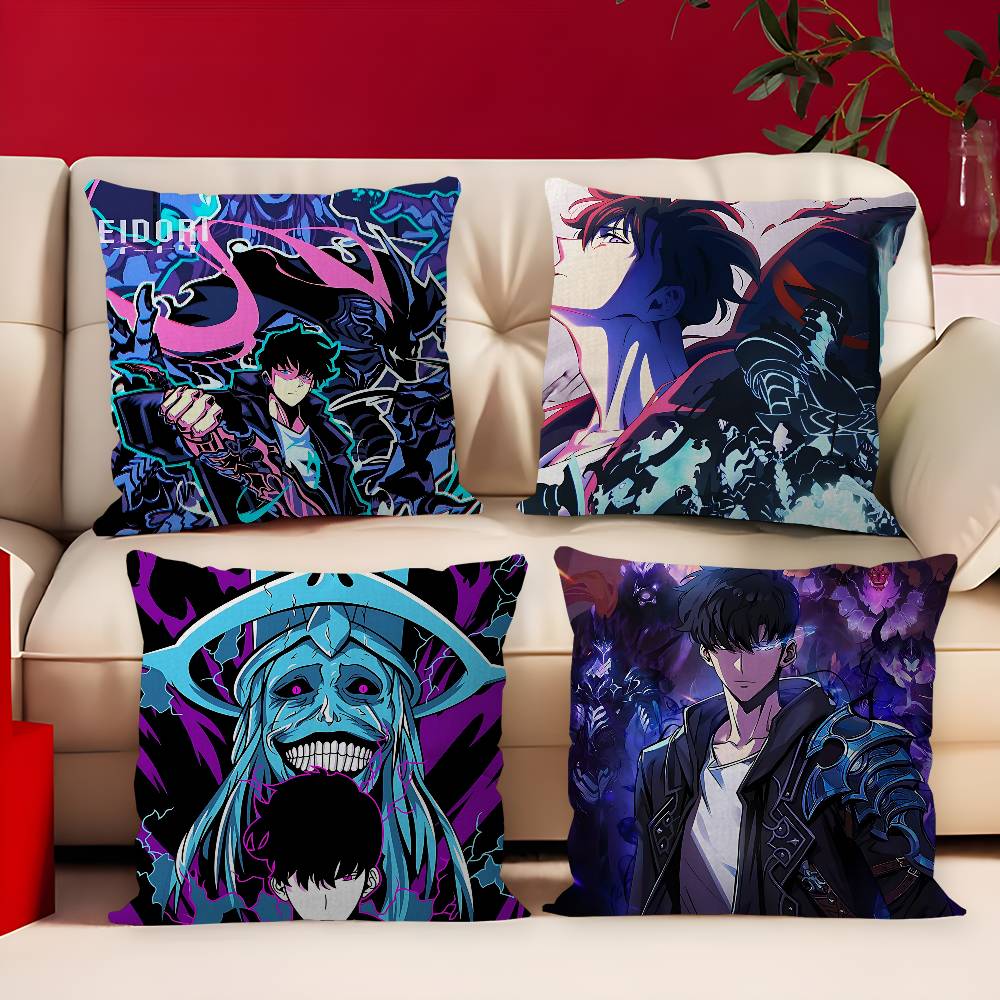 Anime Solo Cartoon Leveling Pillow Gift Home Office Decoration Bedroom Sofa Car Cushion Cover Case 45x45