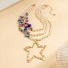 Übertriebene Großer Stern Anhänger Choker Halskette für Damen 2026 Trend Boho Imitation Perlen Stein Kette Grunge Schmuck Steampunk Geschenk