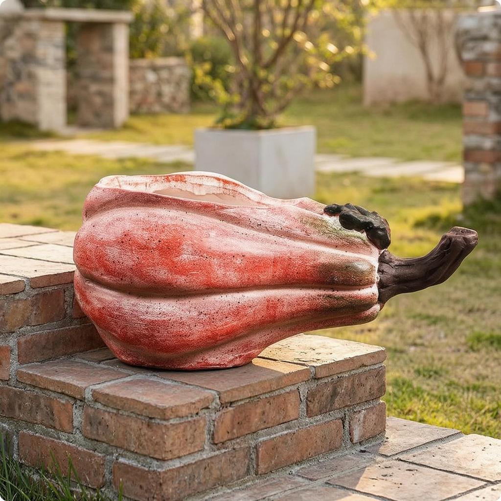 Pumpkin Planter Festive Pumpkin-Shaped Plant Pot Halloween Planter with Embellishment for Gardeners, Garden, Patio, Balcony