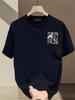 Mens 100% Cotton Suitable for Summer Fashion Printed Short-sleeved Casual Outdoor Multi-functional T Shirt