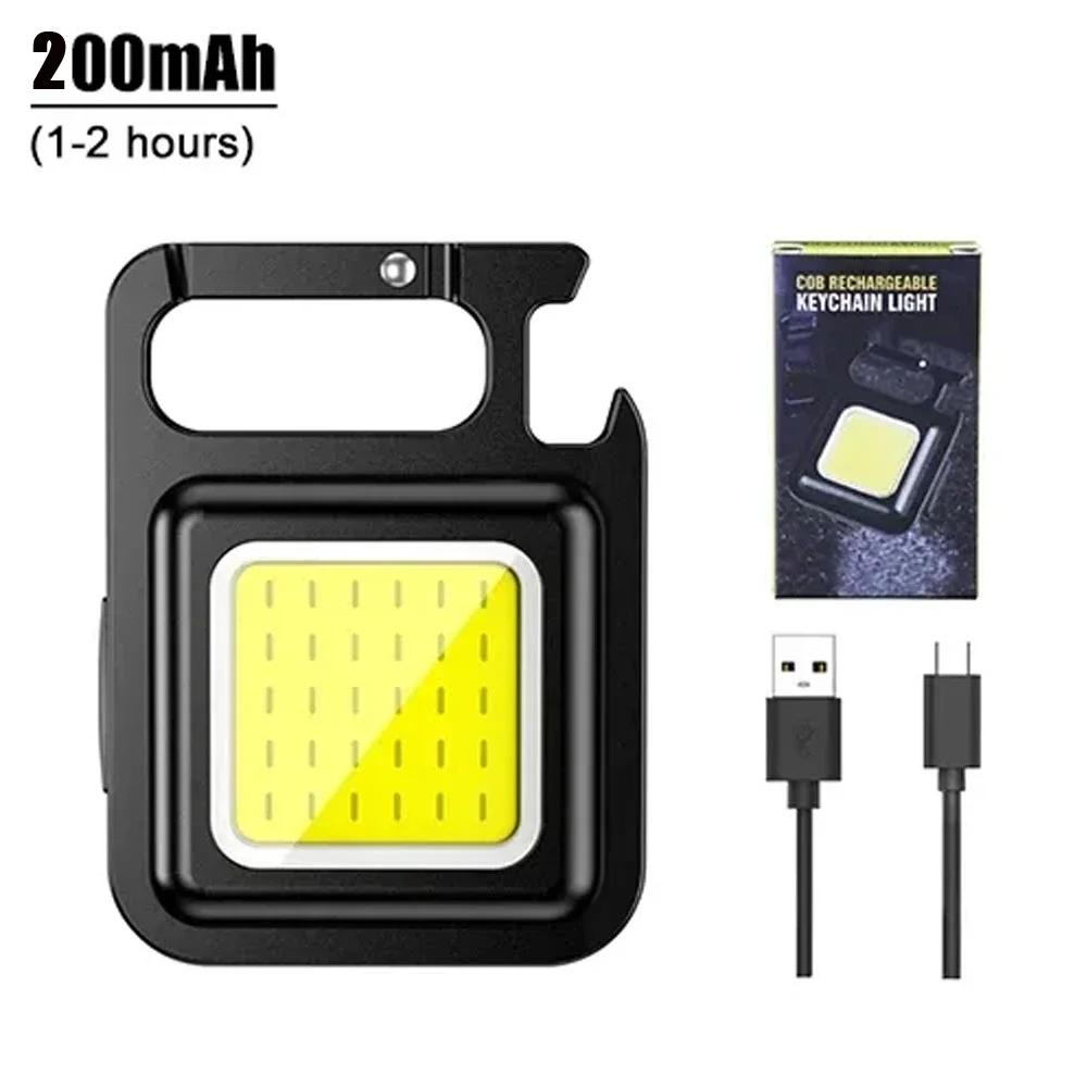 LED Working Light USB Rechargeable Mini Flashlight Portable Bright Keychain Pocket Clip Lantern Outdoor Hiking Fishing Camping