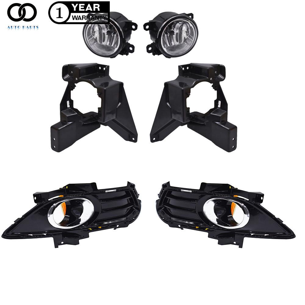 For 2013-2016 Ford Fusion Front Bumper Fog Light Lamps w/Bulb & Bezel Brackets