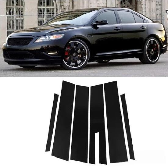 For Ford Taurus 2010-2019 Window Trim Side Door Frame Cover Black Center Pillar Sticker Taurus 10-19 6PCS