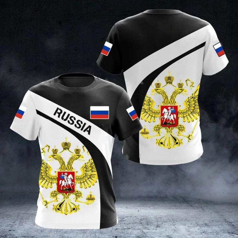Flag Sports Style 3D Digital Printing Men's Fashionable Round Neck Short Sleeved T-shirt