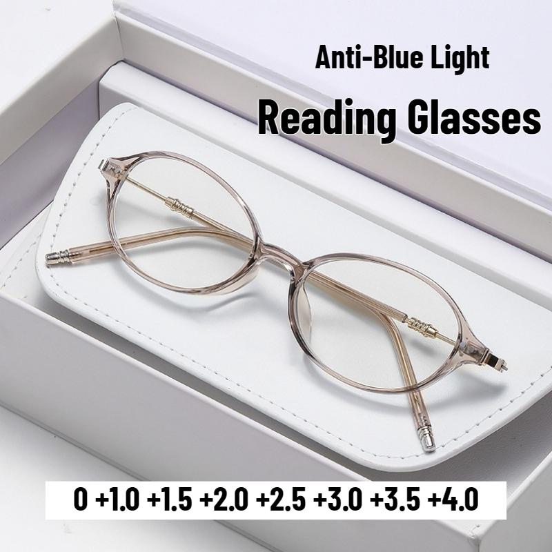 Retro Oval Frame Anti-blue Light Reading Glasses Men's Women's Fashion New High-definition Comfortable Presbyopia Glasses +4.0