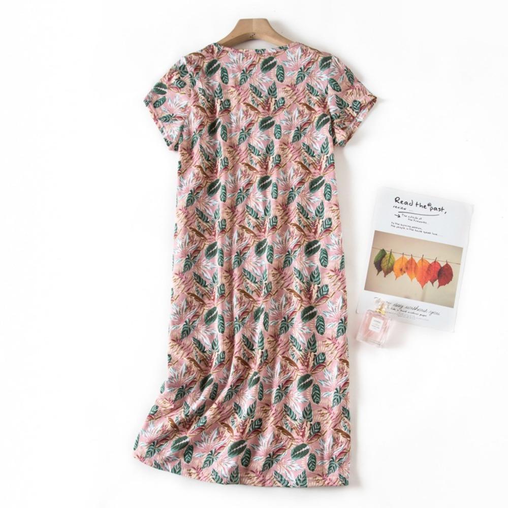 Fashion Casual Women Dress Short Sleeve Sleepwear Dresses Loose Fit Nightwear Home Clothes Nightie Loungewear Dresses