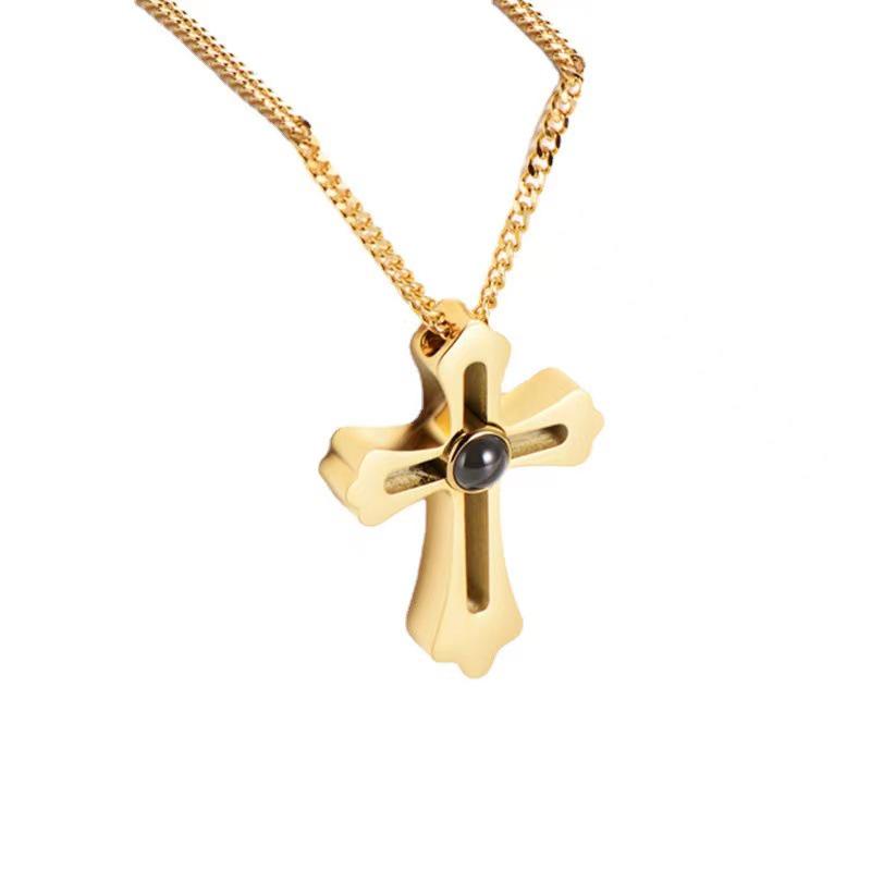 

100-Language Projection Necklace: Titanium Steel, Personalized Photo, Non-Fading, European & American Style