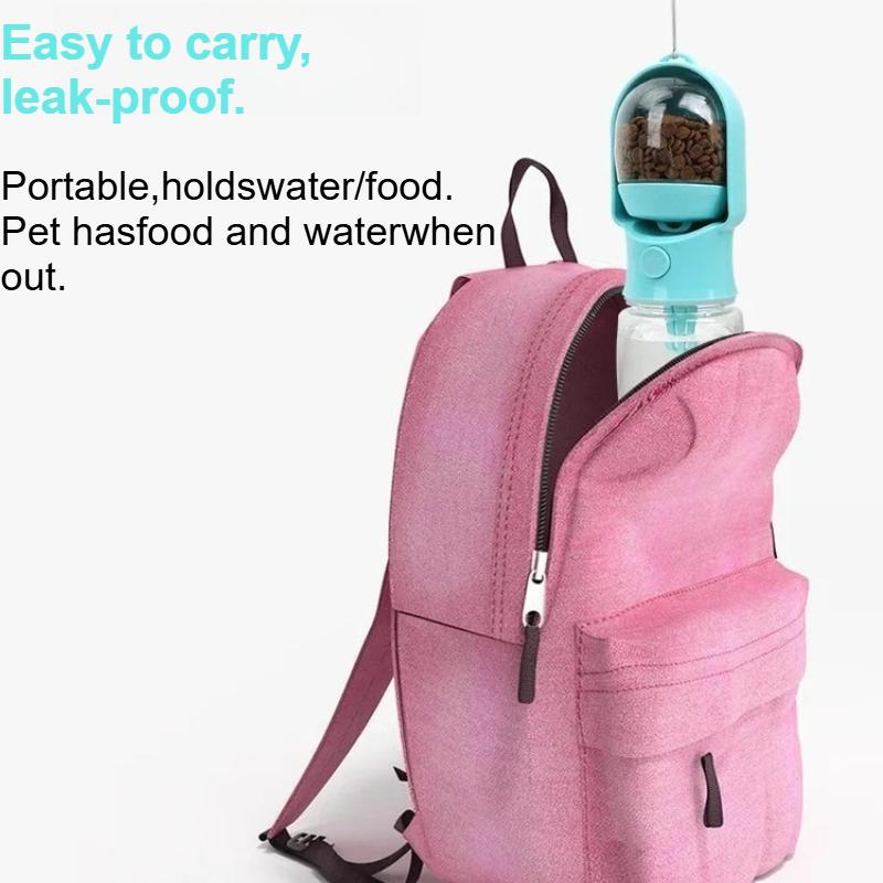 Auslaufsichere 2-in-1 Hundewasserflasche mit Futteraufbewahrung, tragbarer Haustier-Wasserspender für Spaziergänge, Reisen, Outdoor-Aktivitäten