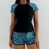 Dámský Tankini Set Plavky Ženské Krátký Rukáv Plavky Sporty na Surfování Bazén Plážové Oblečení Dvoudílné Plavky S Kraťasy