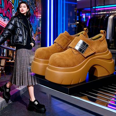 Thick-soled Muffin Women's Autumn New Small Inner Height Increase Velcro Casual Shoes