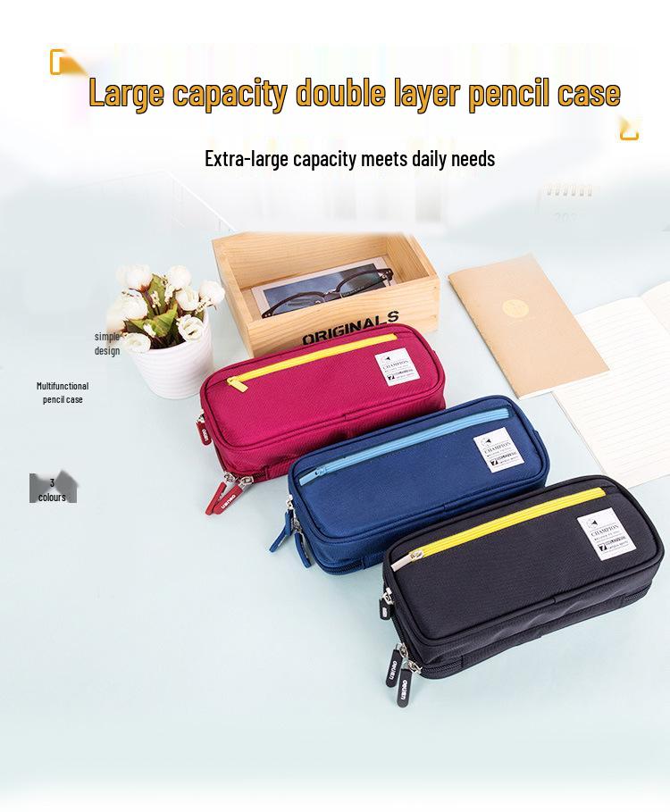 Double Layer Oxford Pencil Case: Large Capacity Multi-hole Art Sketching Storage Bag for Students