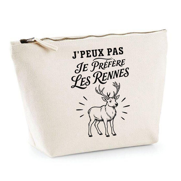 Trousse de toilette - PLANETEE - J’peux pas je préfère les Rennes - 100% coton - 3 L (28×19×9 cm) - Impression DTG résistante