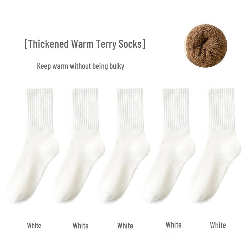 Yuzhaolin Women s Thick Terry Mid-Calf Socks One Size