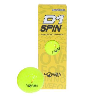 HONMA Golf Official Golf HONMA D1 1 Sleeve Balls, SPIN, Yellow, (3 Balls)