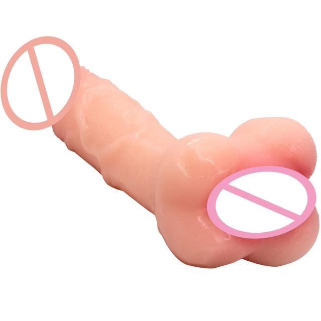 Męski Masturbator Pochwa Realistyczny Penis Dildo Ssanie Cipki Penis Rozszerzenie Dwa Zastosowania Masaż Analny Seks Zabawka Dla Mężczyzn Pary 18+