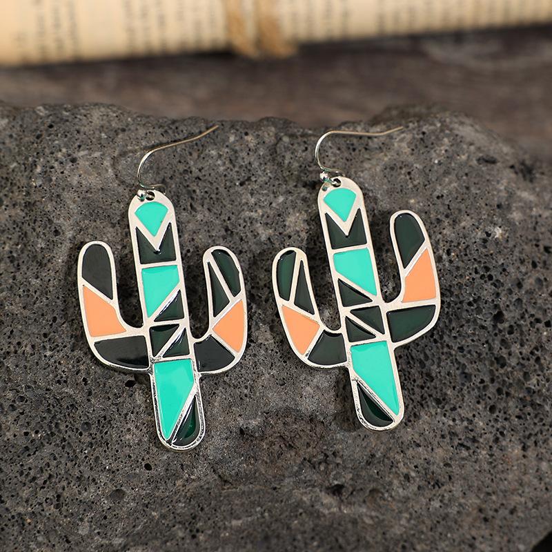 2 Boucles d'oreilles Cactus Mode Femme Accessoires Zircon Adaptées pour Rendez-vous, Fête, Festival Cadeaux-1020