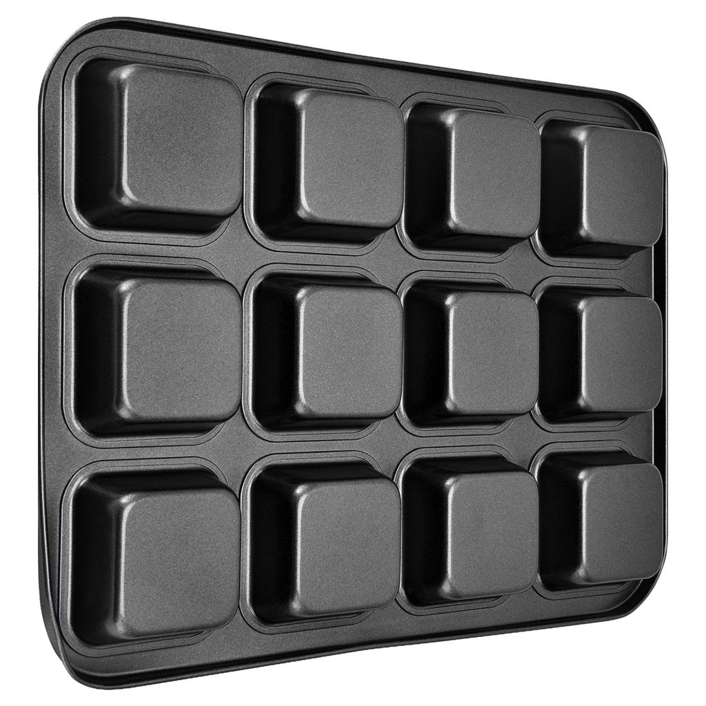 Loaf Baking Pans 12 Cavity Brownie Baking Pan Carbon Steel Muffin Bakeware Cupcake Bread Divider Mold