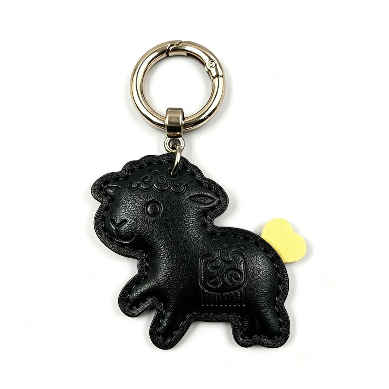 Sheep Pendant With Spring Buckle Pu Leather Bag Charms For Girls Handbags Backpack Decor Accessories Trendy Gift