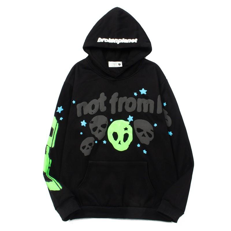 Mens Broken Planet Skull Print Hooded