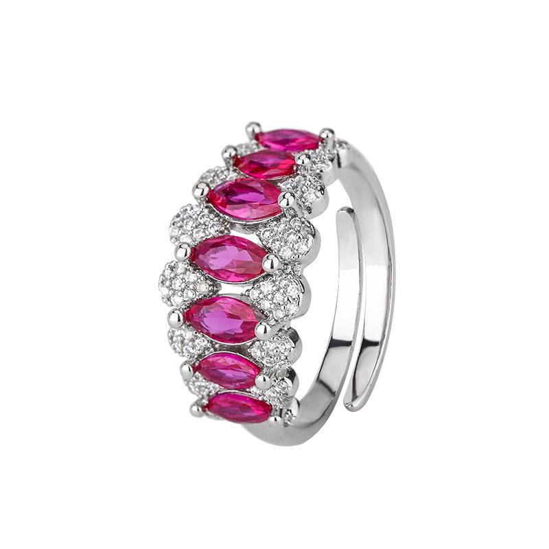 Jewelry Copper Bottom Gold-Plated Simulation Blue Spinel Treasure Red Corundum Ring Retro Wind Diamond Ring