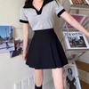 Korean High-Waist Slimming Black Pleated A-line Mini Skirt - Women's Summer Design
