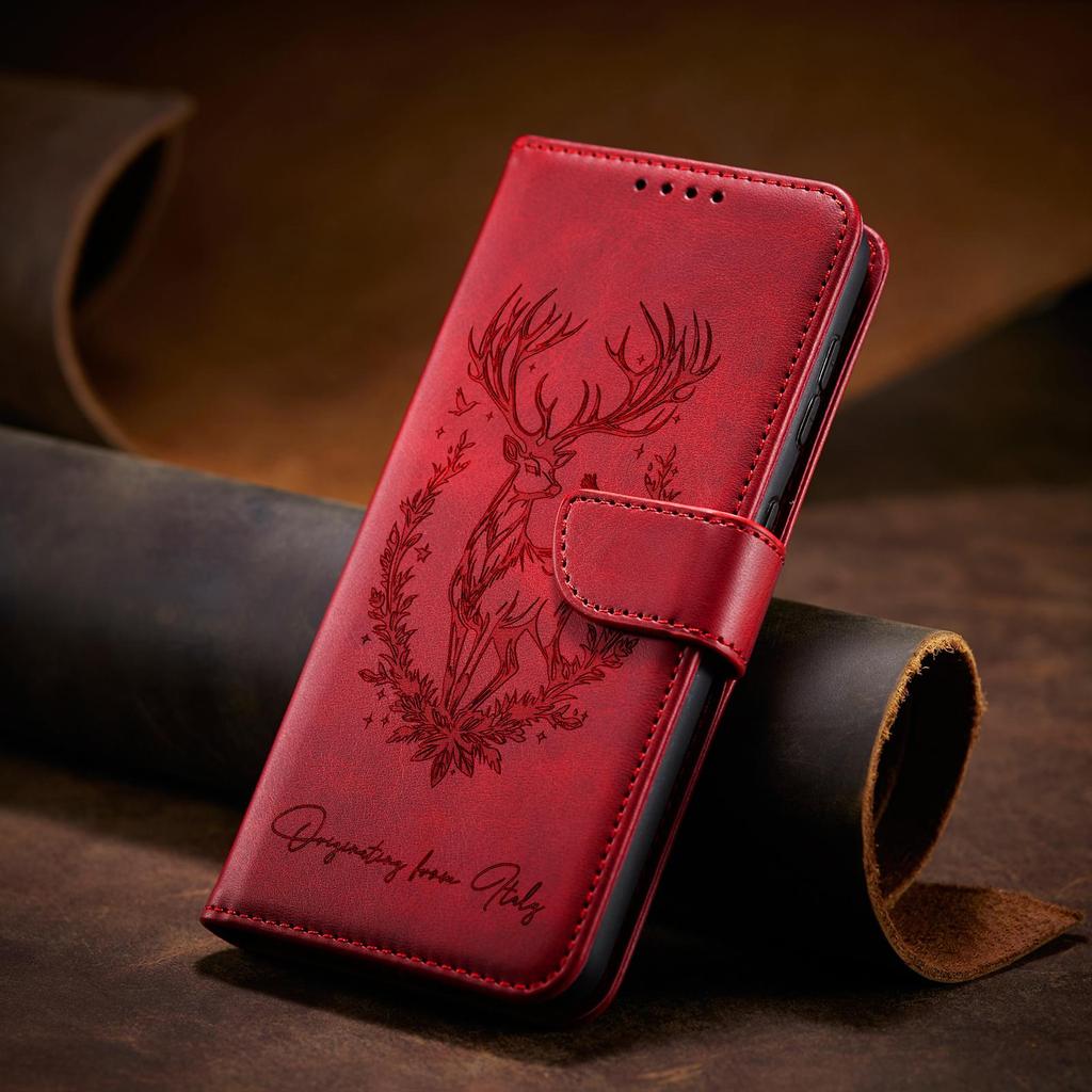 Emboss 3D Animal Leather Phone Wallet Case Book Stand For iPhone 17 16 Pro Max Samsung Xiaomi Redmi Note 14 Honor Oppo Magnetic Card Holder Flip Cover