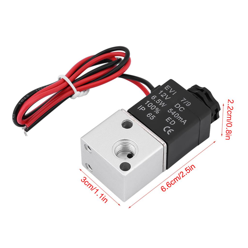 NC Solenoid Valve 3V1‑06 12V/24V 3 Way 2 Position 1/8"  Normally Closed Pneumatic Solenoid Air Valve Solenoid Air Valve