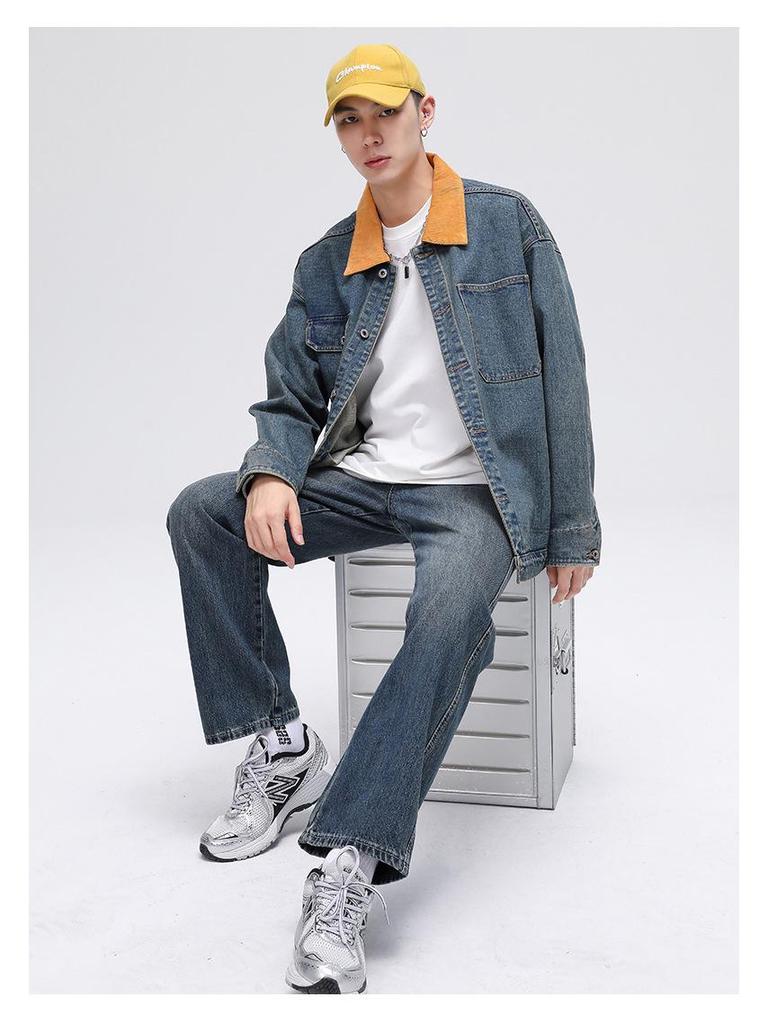 LEE 2025 Color Block Men’s Retro Denim Jacket - Loose Fit, Trendy, Slightly Wide